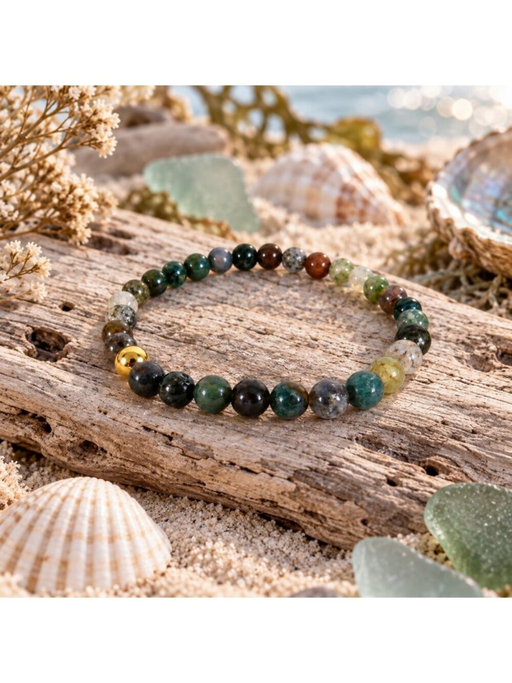 Natural Ocean Jasper Crystal 4mm Delicate Stretch Bracelet